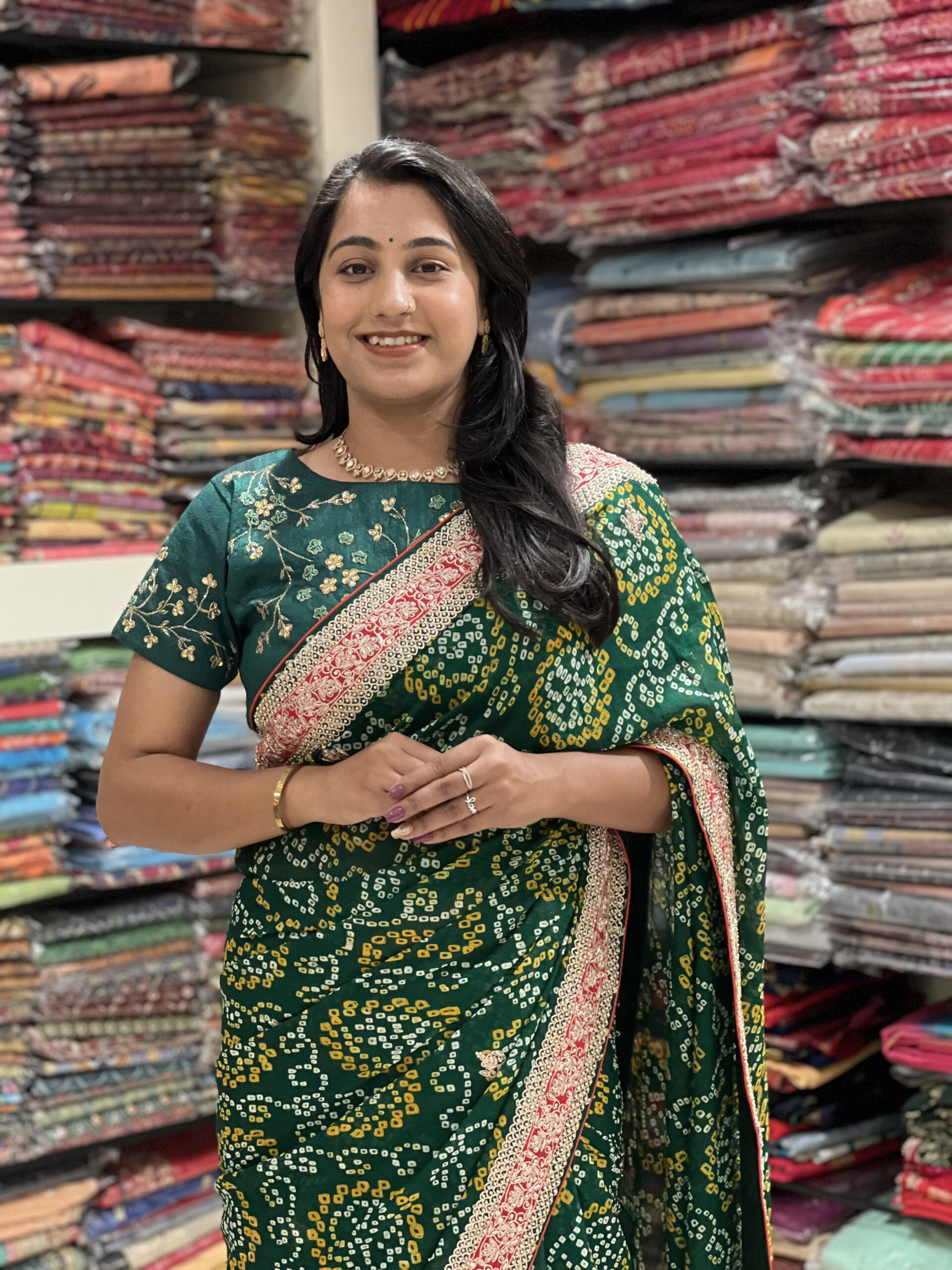 elegant green printed saree with embroidered border elegant green printed saree with embroidered border