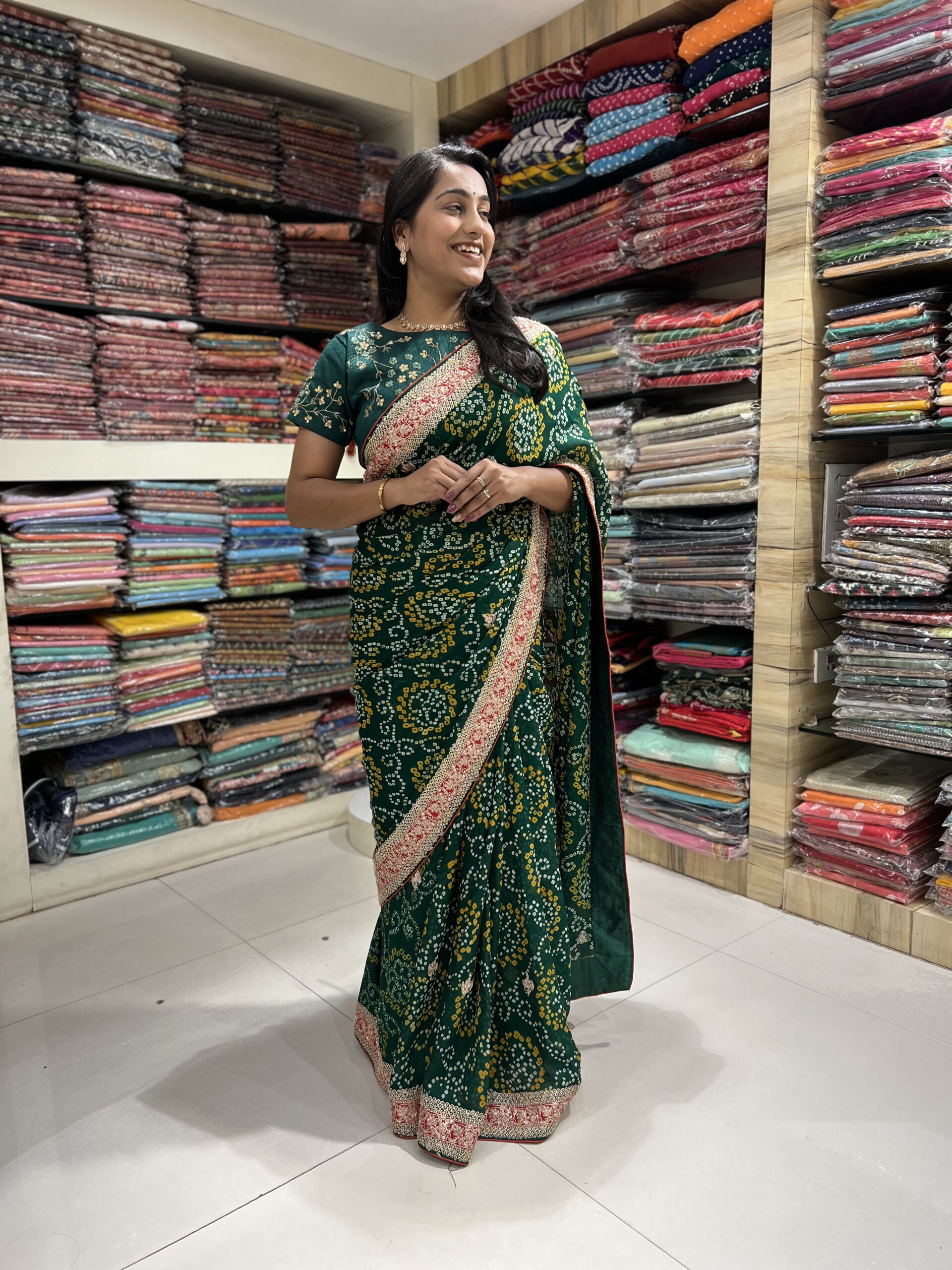 elegant green printed saree with embroidered border elegant green printed saree with embroidered border