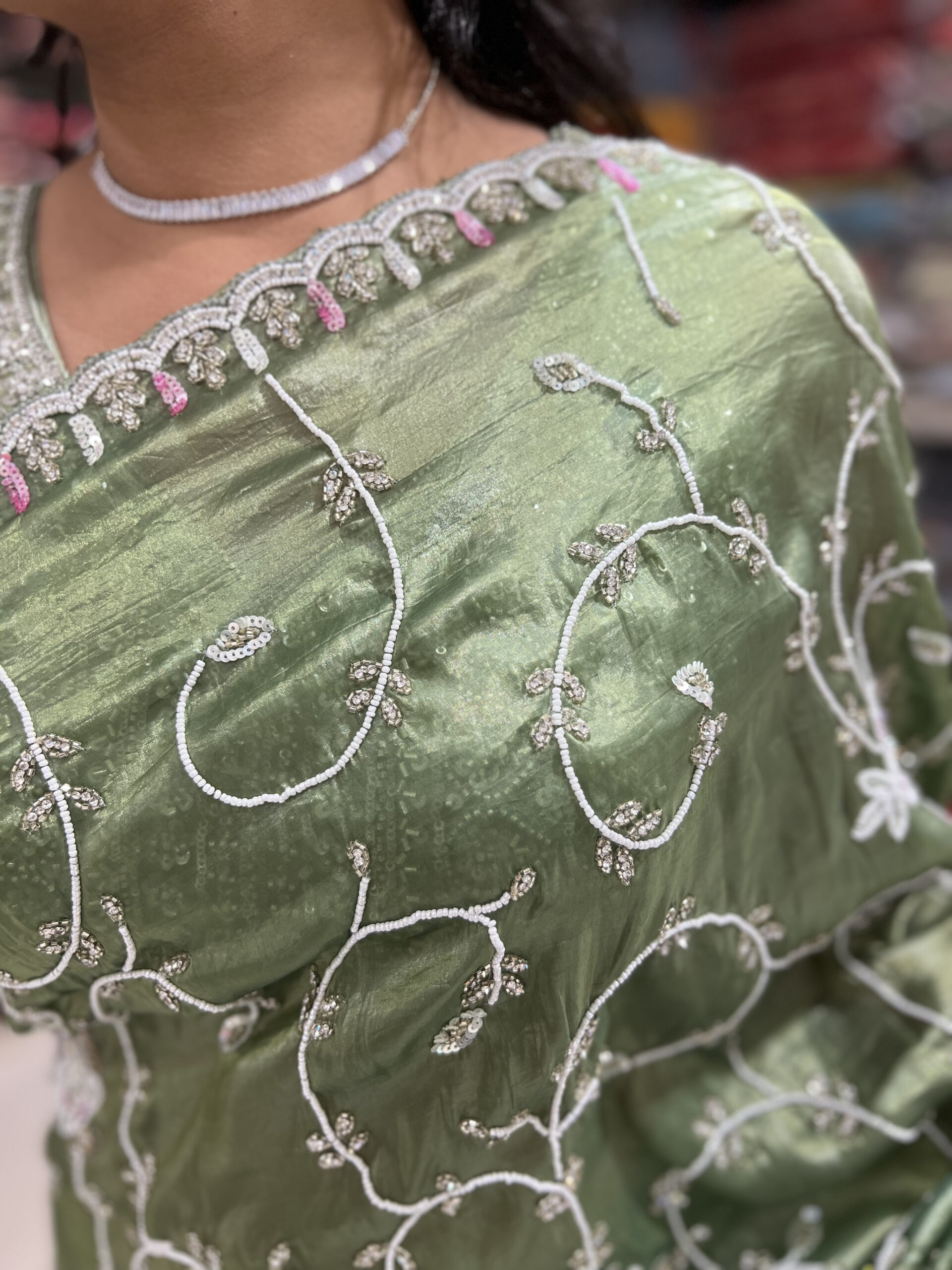 elegant olive green embroidered saree elegant olive green embroidered saree