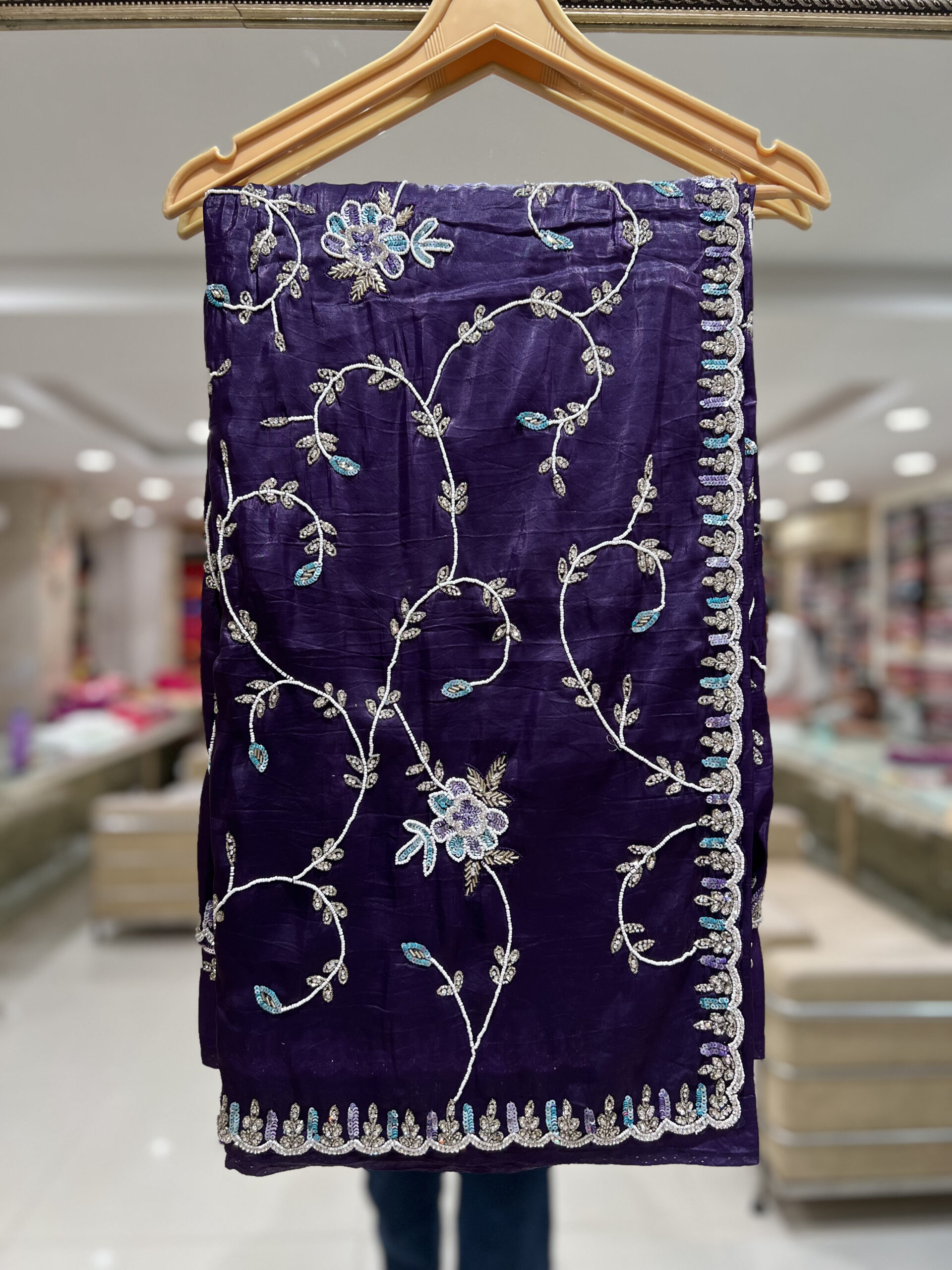 royal purple embroidered saree royal purple embroidered saree